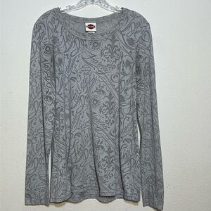 Harley Davidson Womens Long Sleeve Harley Graphic Moto Biker Sheer Tee Large